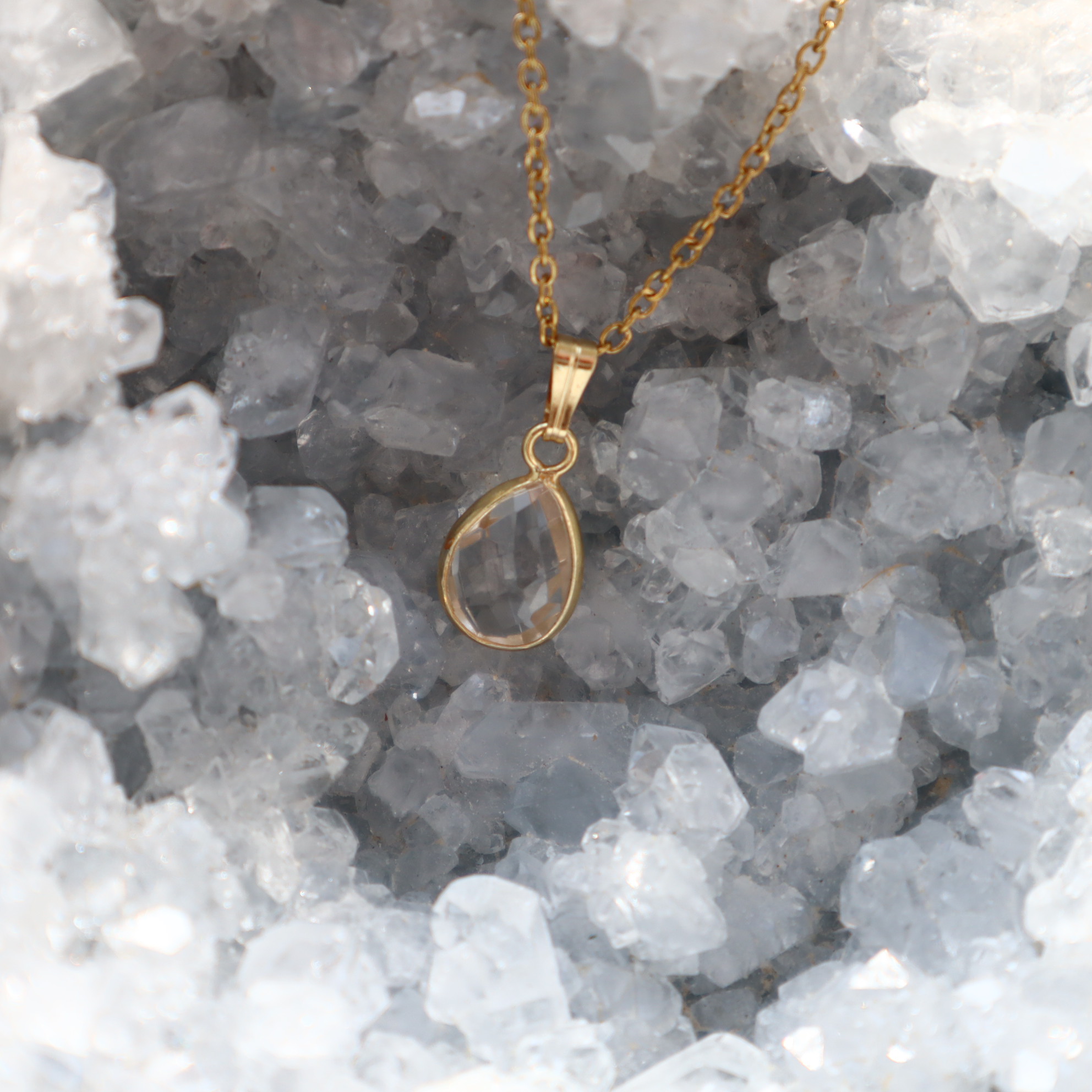 RVS ketting bergkristal