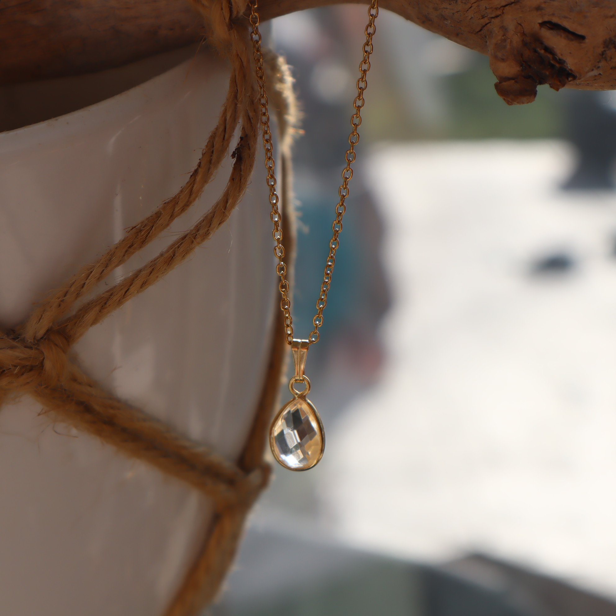 RVS ketting bergkristal
