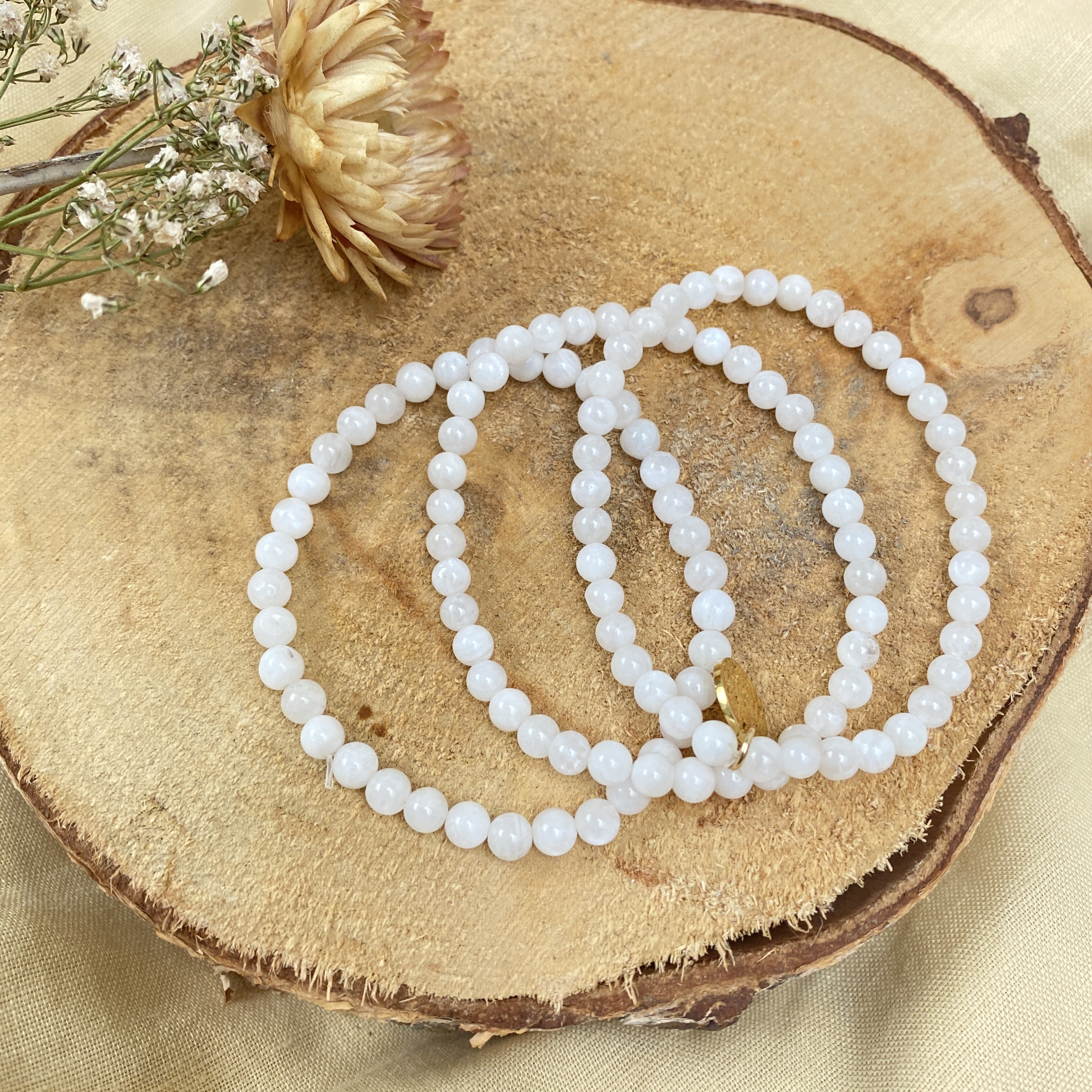 Drievoudige Maansteen armband